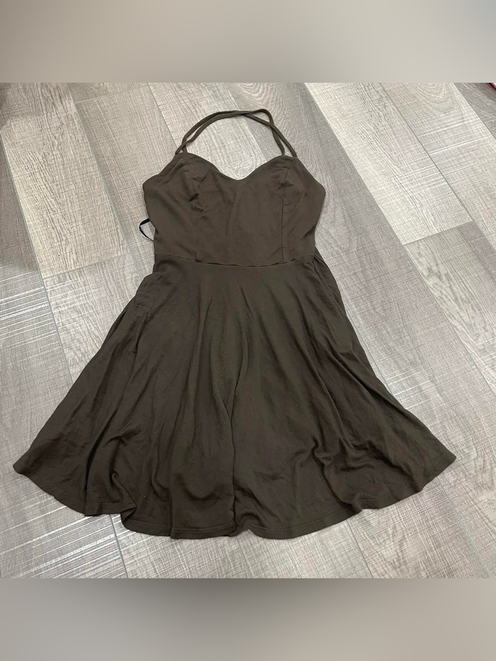 Forever 21 olive green Halter Flare Mini Dress